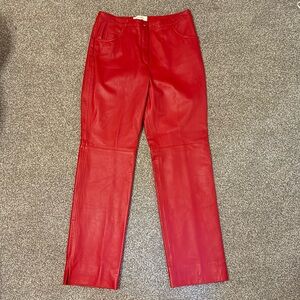 Escada Vibrant Red Leather Trousers